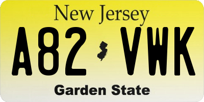 NJ license plate A82VWK