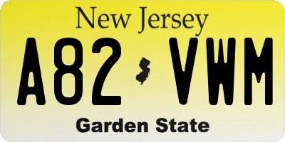 NJ license plate A82VWM