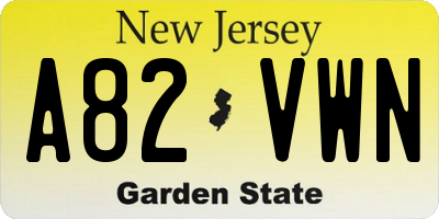 NJ license plate A82VWN