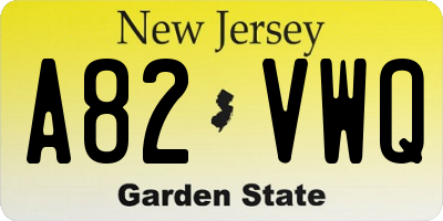 NJ license plate A82VWQ