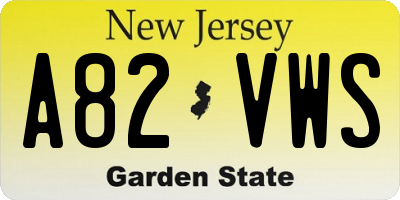 NJ license plate A82VWS