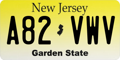 NJ license plate A82VWV