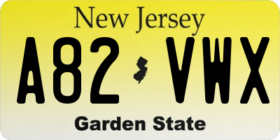 NJ license plate A82VWX