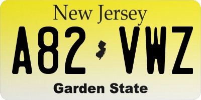 NJ license plate A82VWZ