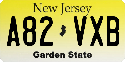 NJ license plate A82VXB