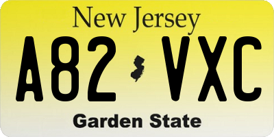 NJ license plate A82VXC