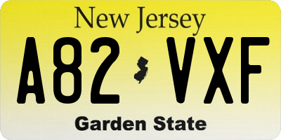 NJ license plate A82VXF