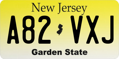 NJ license plate A82VXJ