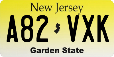 NJ license plate A82VXK