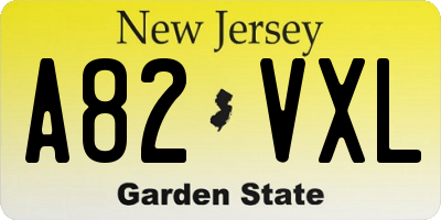 NJ license plate A82VXL