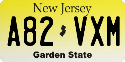 NJ license plate A82VXM