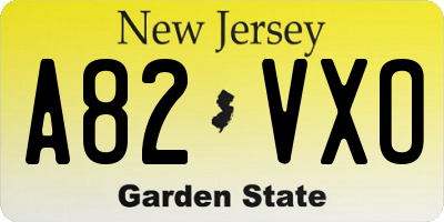 NJ license plate A82VXO