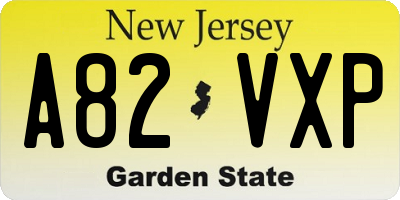 NJ license plate A82VXP