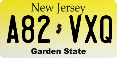 NJ license plate A82VXQ