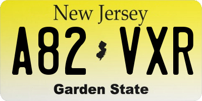 NJ license plate A82VXR