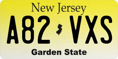 NJ license plate A82VXS