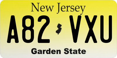 NJ license plate A82VXU