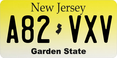 NJ license plate A82VXV