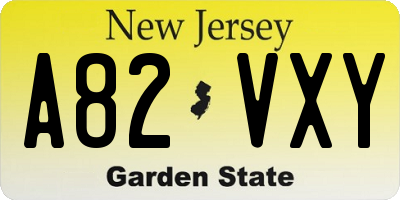 NJ license plate A82VXY