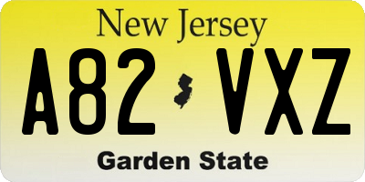 NJ license plate A82VXZ