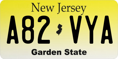 NJ license plate A82VYA