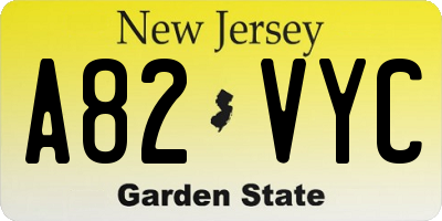 NJ license plate A82VYC