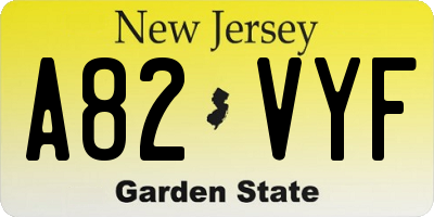 NJ license plate A82VYF