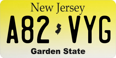 NJ license plate A82VYG