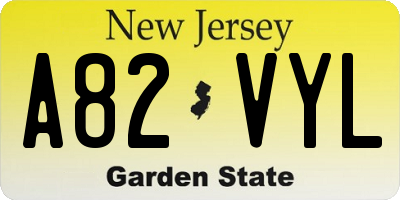 NJ license plate A82VYL