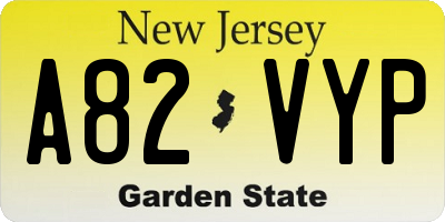 NJ license plate A82VYP