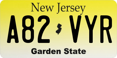 NJ license plate A82VYR