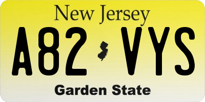 NJ license plate A82VYS