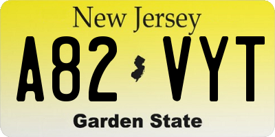 NJ license plate A82VYT