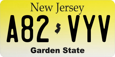 NJ license plate A82VYV