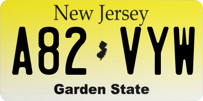 NJ license plate A82VYW