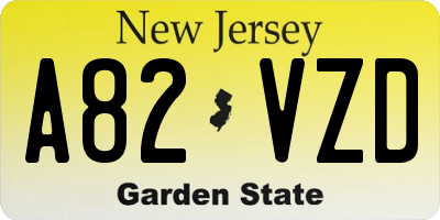 NJ license plate A82VZD
