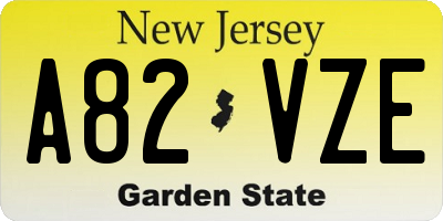 NJ license plate A82VZE