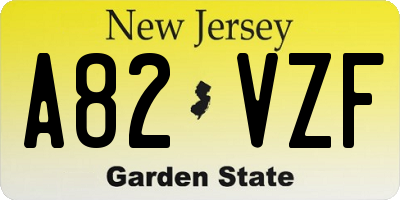 NJ license plate A82VZF