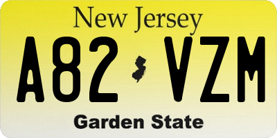 NJ license plate A82VZM