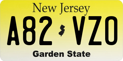 NJ license plate A82VZO