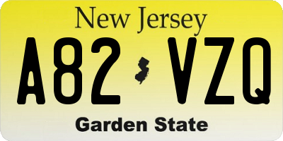 NJ license plate A82VZQ