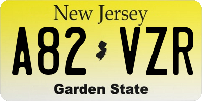 NJ license plate A82VZR