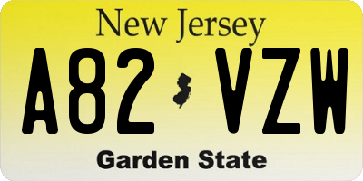 NJ license plate A82VZW