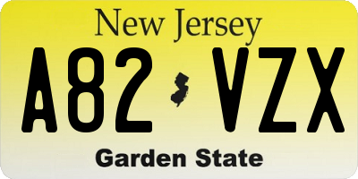NJ license plate A82VZX