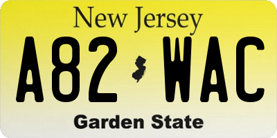 NJ license plate A82WAC