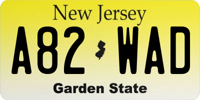 NJ license plate A82WAD