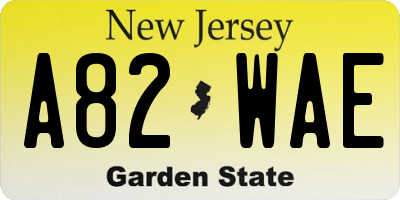 NJ license plate A82WAE