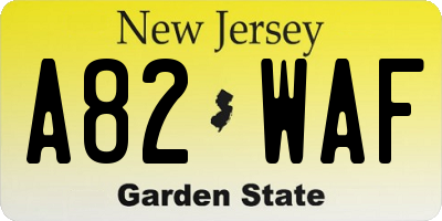 NJ license plate A82WAF
