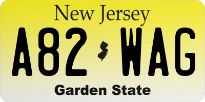 NJ license plate A82WAG