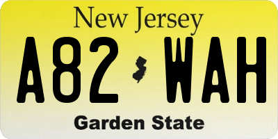 NJ license plate A82WAH